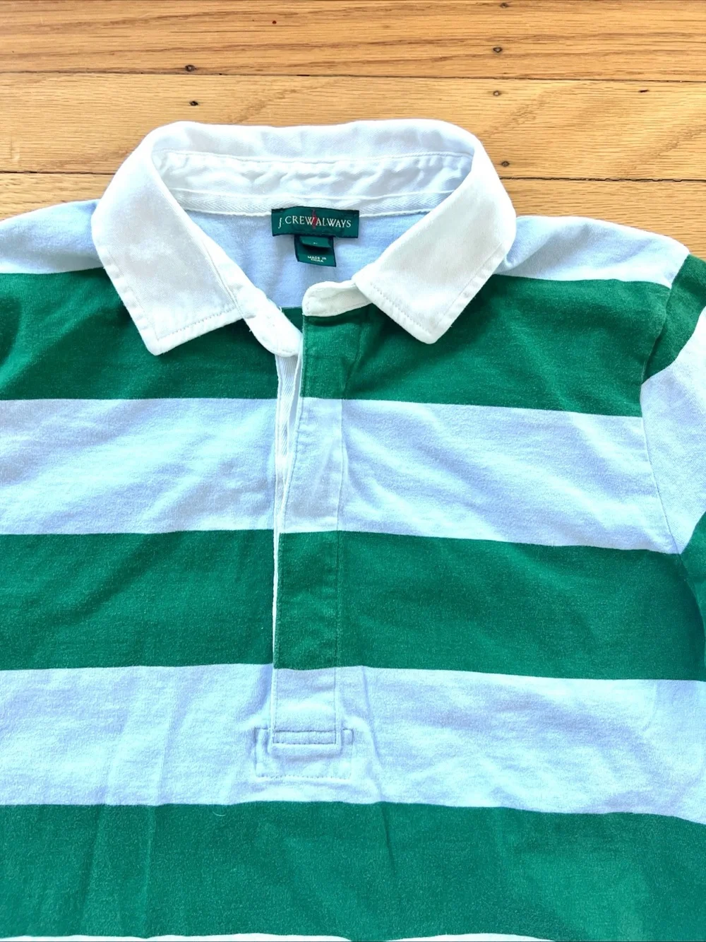 Jcrew Oarsman Rugby Polo Shirt Green Gray Men’s Large